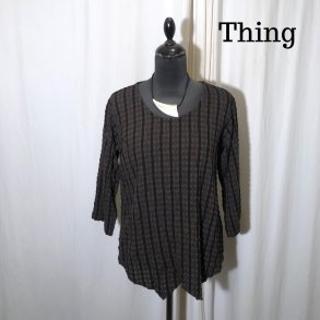 Thing design spidsbluse med 3/4 rme stribet Chokolade brun