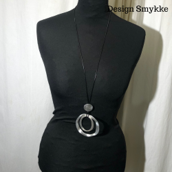 Design smykke lang ring i ring s�lvfarvet