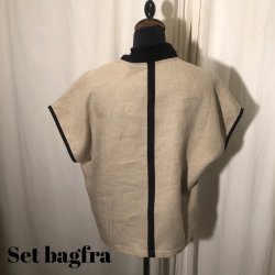 E-Design bluse med lynlås sammensat natur/sort