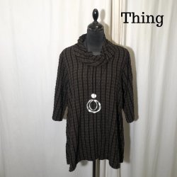 Thing design tunika med krave og 3/4 rme stribet Chokolade Brun