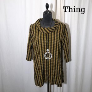 Thing design tunika med krave stribet honning gul