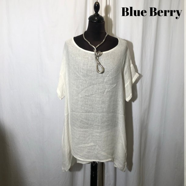 Blue Berry rough lang tunika med kort rme hvid