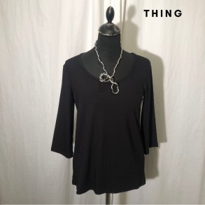 2025 Thing bambus klassisk bluse med 3/4 rme sort