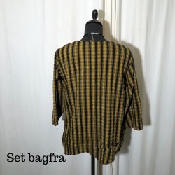 Thing design spidsbluse med 3/4 rme stribet honning gul