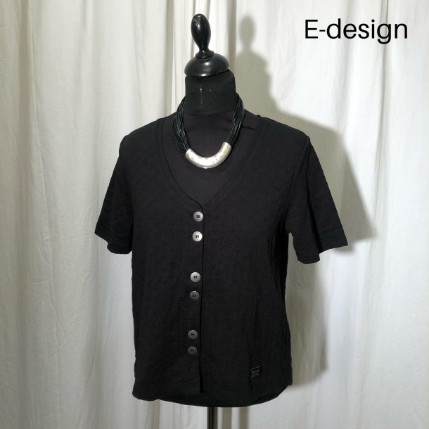 E-Design bluse/vest med knapper sort