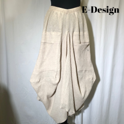 2025 E-Design vandfalds nederdel i crepet hr/bomuld sand