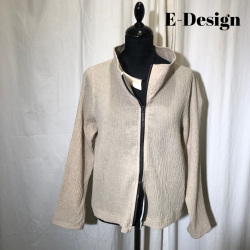 2025 E-Design Jakke med 2-vejs lynls creppet hr/bomuld Sand