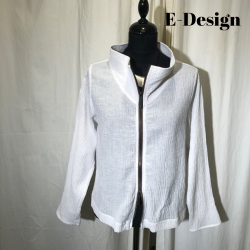 2025 E-Design jakke med 2-vejs lynls crepet hr/bomuld Hvid