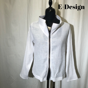 2025 E-Design jakke med 2-vejs lynls crepet hr/bomuld Hvid