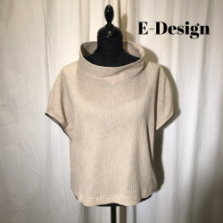 2025 E-Design top med lynls i vingerme crepet hr/bomuld sand