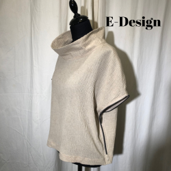2025 E-Design top med lynls i vingerme crepet hr/bomuld sand