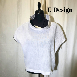 2025 E-Design top med lynls i vingerme crepet hr/bomuld hvid