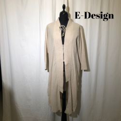 2025 E-Design asymetrisk frakke med kort lynls crepet hr/bomuld Sand