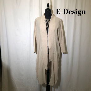 2025 E-Design asymetrisk frakke med kort lynls crepet hr/bomuld Sand