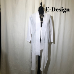 2025 E-Design asymetrisk frakke med kort lynls i crepet hr/bomuld Hvid