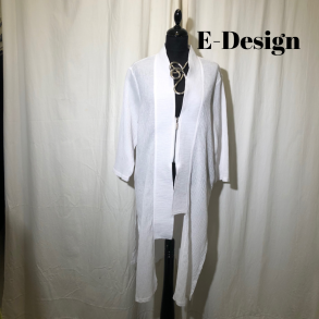 2025 E-Design asymetrisk frakke med kort lynls i crepet hr/bomuld Hvid