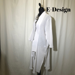 2025 E-Design asymetrisk frakke med kort lynls i crepet hr/bomuld Hvid