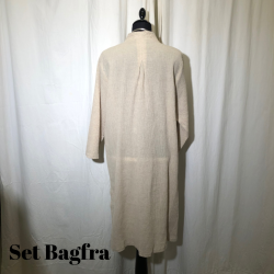 2025 E-Design asymetrisk frakke med kort lynls crepet hr/bomuld Sand