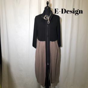 2025 E-Design sammensat kjole med gennemgende lynls Ddyr/sort