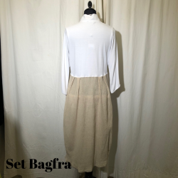 2025 E-Design sammensat kjole med gennemgende lynls hvid/sand