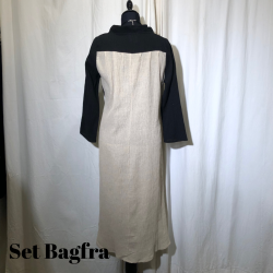 2025 E-Design 2-farvet kjole med lynls i hals crepet hr/bomuld sand/sort