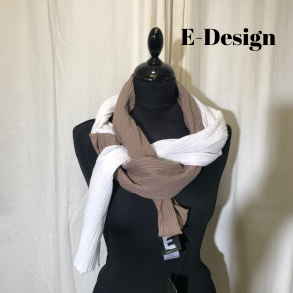 2025 E-Design 2-farvet Trklde crepet hr/bomuld ddyr/hvid