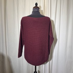 2025 Los Von Deshmer bomulds strik med langt rme Bourgogne