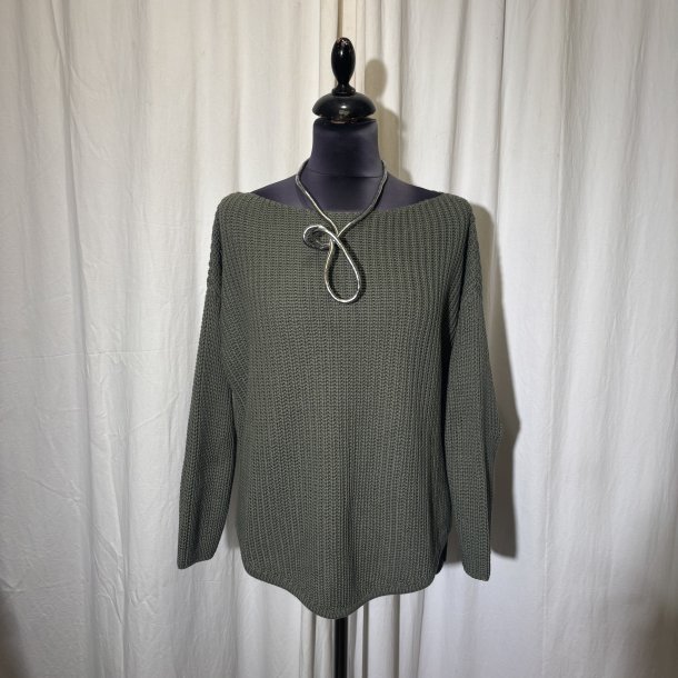 2025 Los Von Deshmer bomulds strik med langt rme armygrn