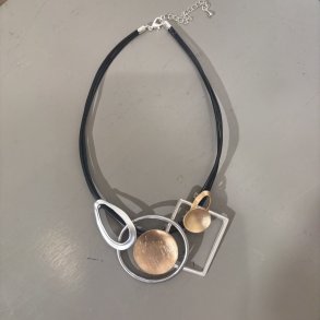 Design smykke cirkler med geometriske former messing og s�lvfarvet