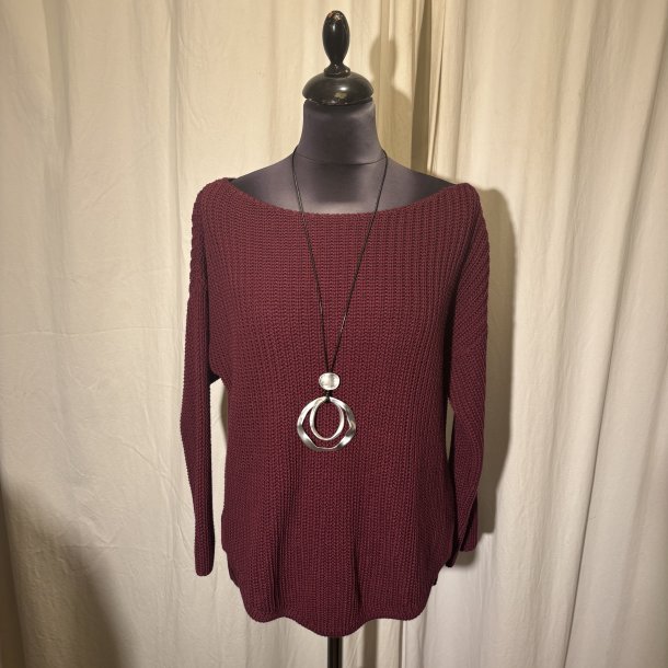 2025 Los Von Deshmer bomulds strik med langt rme Bourgogne