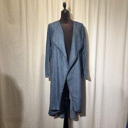 2026 Blue Berry design tencel jakke lang med flap krave i demin vask