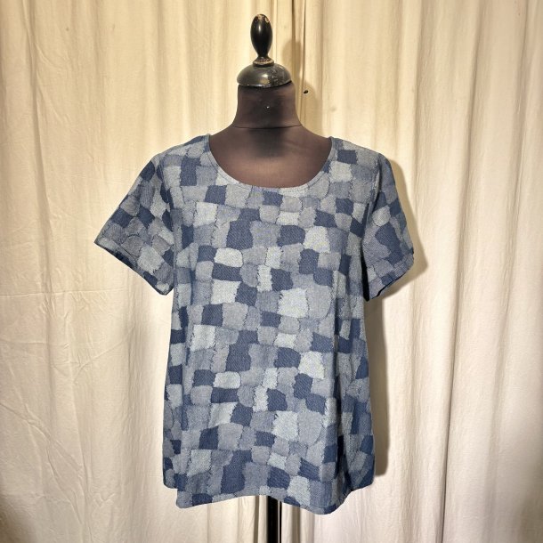 2026 Blue Berry bluse med kort �rme i sammensat demin kvalitet