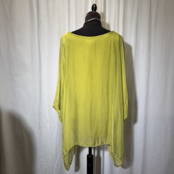2026 Silke/Viscose design tunika over-size med dryp &amp; indertop Lime