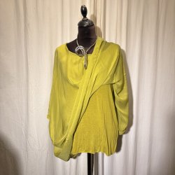 2026 Silke/Viscose design tunika over-size med dryp &amp; indertop Lime