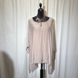 2026 Silke/Viscose design tunika over-size med dryp og indertop m�rk sand