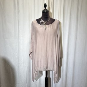 2026 Silke/Viscose design tunika over-size med dryp og indertop m�rk sand