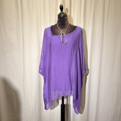 2026 Silke/Viscose design tunika over-size med dryp og indertop lilla
