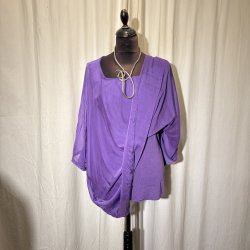 2026 Silke/Viscose design tunika over-size med dryp og indertop lilla