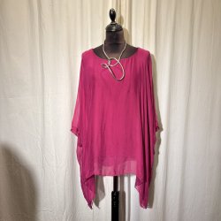 2026 Silke/viscose design tunika over-size med dryp og indertop Pink