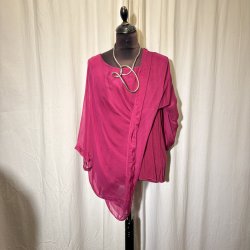 2026 Silke/viscose design tunika over-size med dryp og indertop Pink