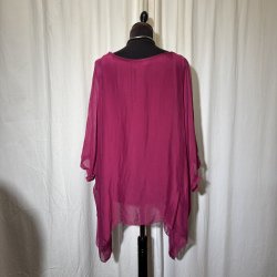 2026 Silke/viscose design tunika over-size med dryp og indertop Pink
