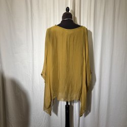 2026 Silke/Viscose design tunika over-size med dryp og indertop okkergul