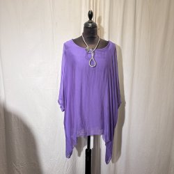 2026 Silke/Viscose design tunika over-size med dryp og indertop lilla