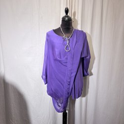 2026 Silke/Viscose design tunika over-size med dryp og indertop lilla