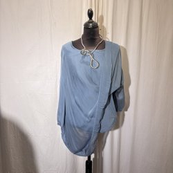 2026 Silke/Viscose design tunika over-size med dryp og indertop duset bl�