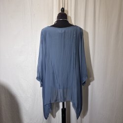 2026 Silke/Viscose design tunika over-size med dryp og indertop duset bl�