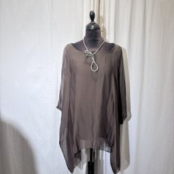 2026 Silke/viscose design tunika over-size med dryp og indertop m�rk brun