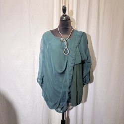 2026 Silke/viscose design tunika over-size med dryp og indertop flaskegr�n