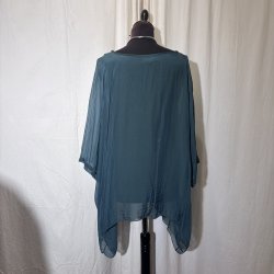 2026 Silke/viscose design tunika over-size med dryp og indertop flaskegr�n