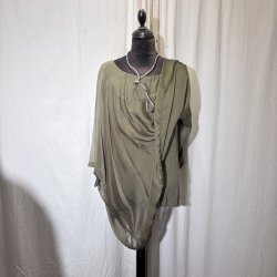 2026 Silke/Viscose design tunika over-size med dryp og indertop gyldengr�n